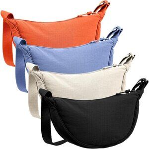 4 Pcs Unisex Moon Shape Nylon Crossbody Bags Black Blue Orange Off White
